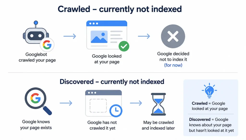 Crawled vs. discovered currently not indexed in Google Search Console