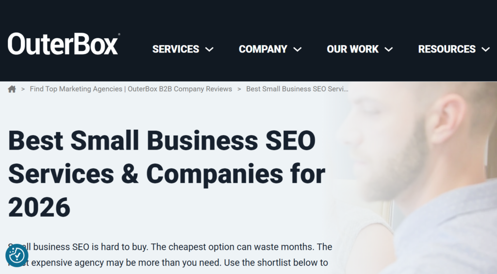 home page of outerbox