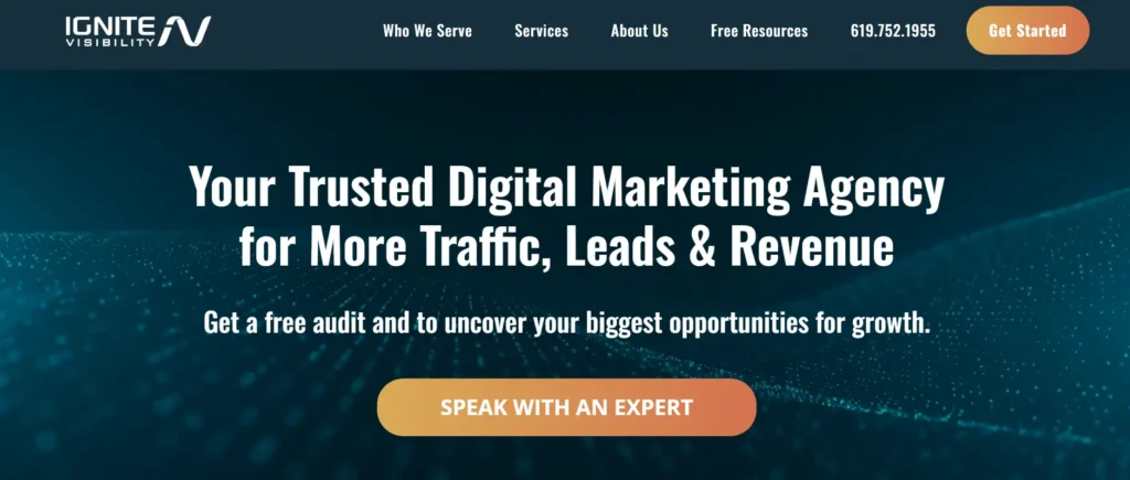 Homepage of Ignite Visibility