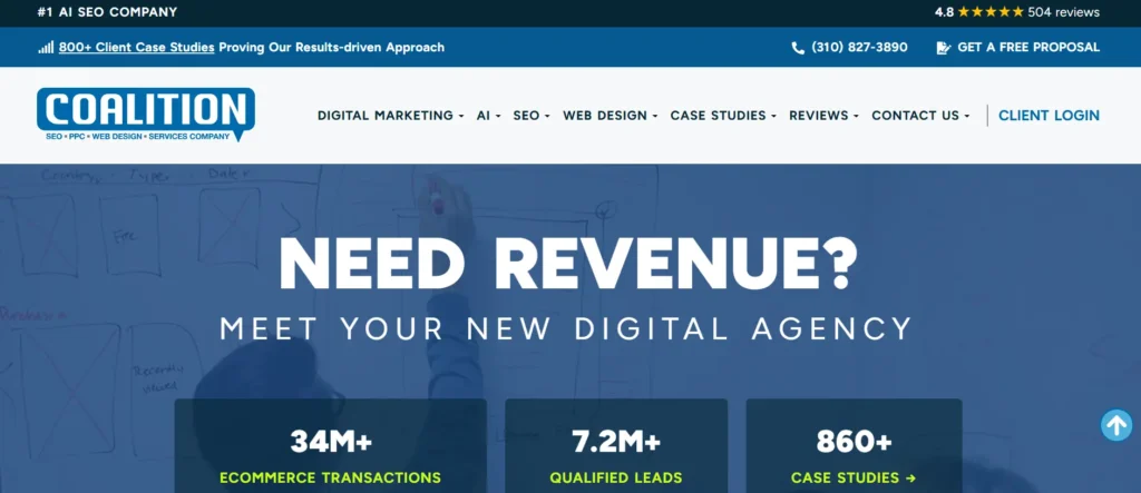homepage of Coalition Technologies