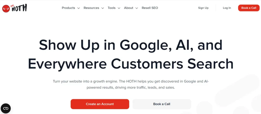 homepage of The HOTH