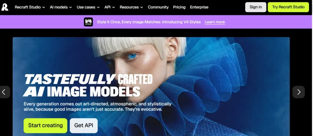 homepage of Recraft