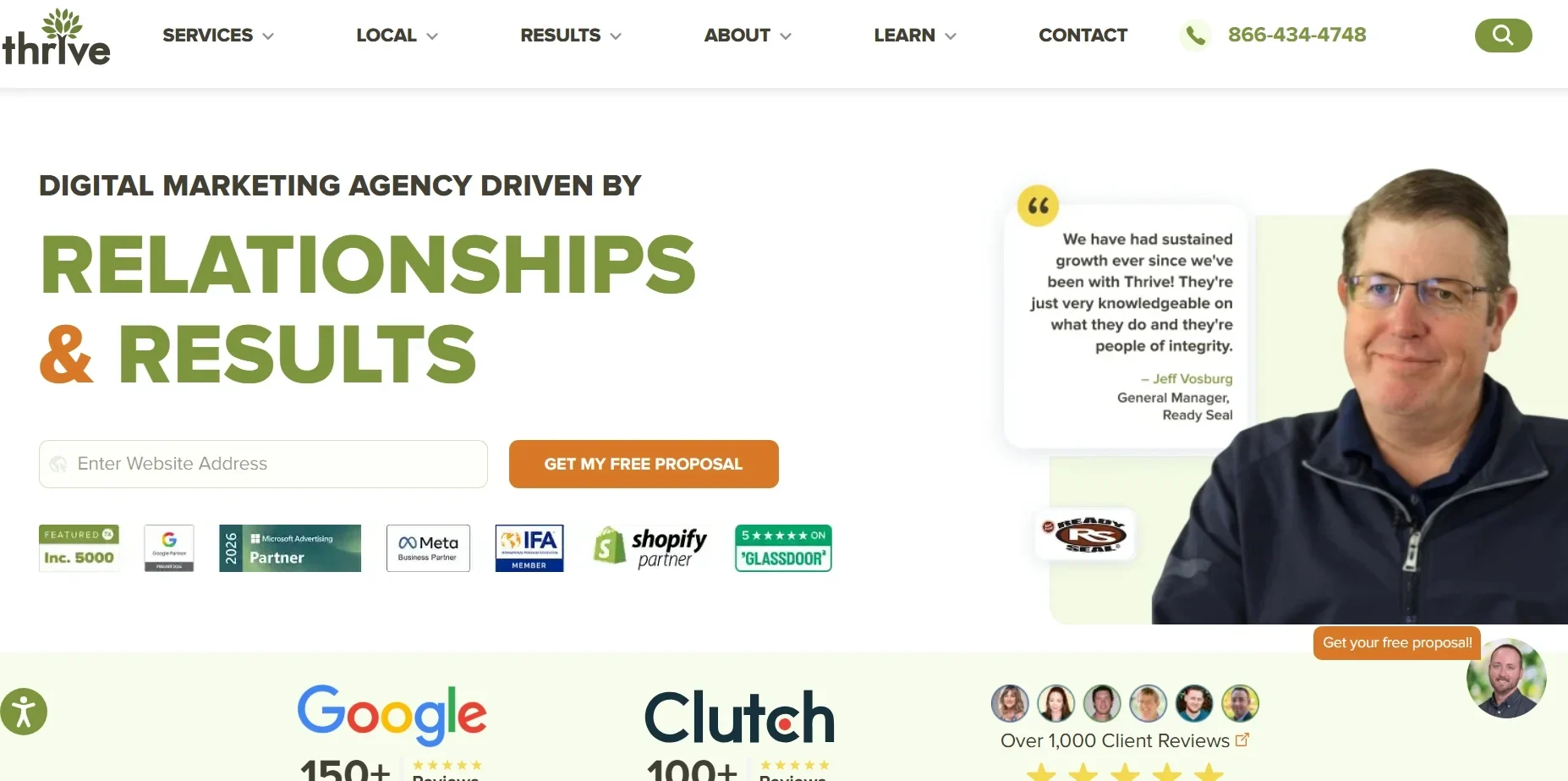 Thrive Internet Marketing Agency home page