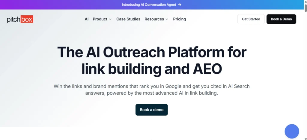 Home page of pitchbox