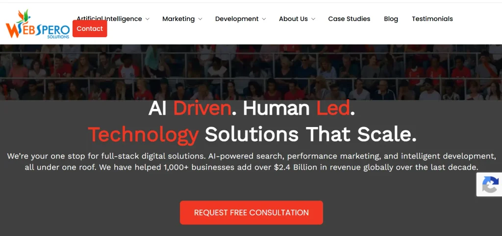 Home page of WebSpero Solutions