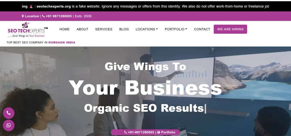 Home page of SEO Tech Experts