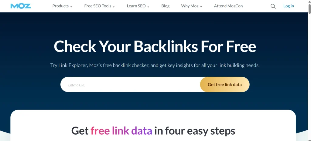 Home page of Moz