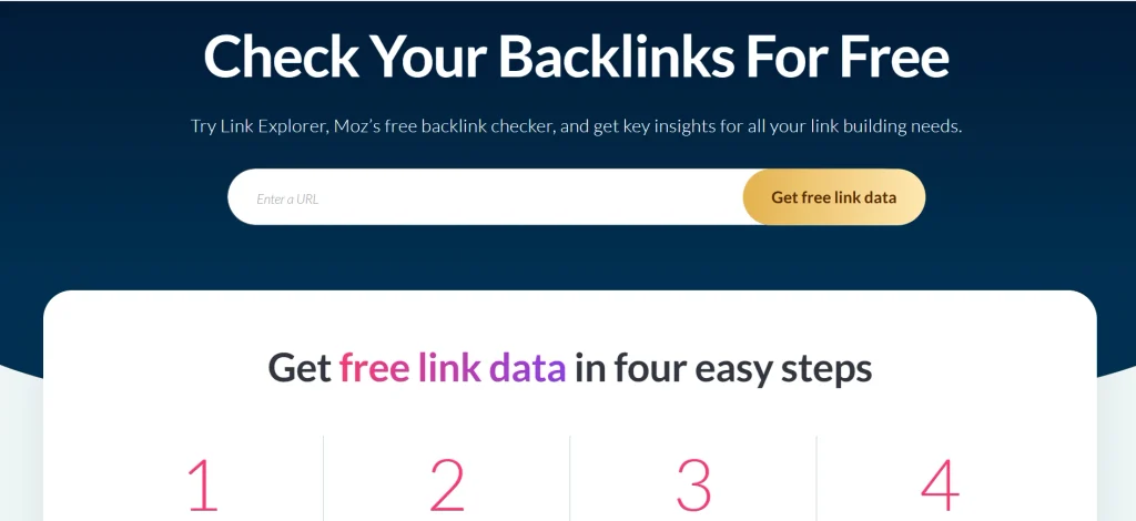 Home page of Moz Link Explorer