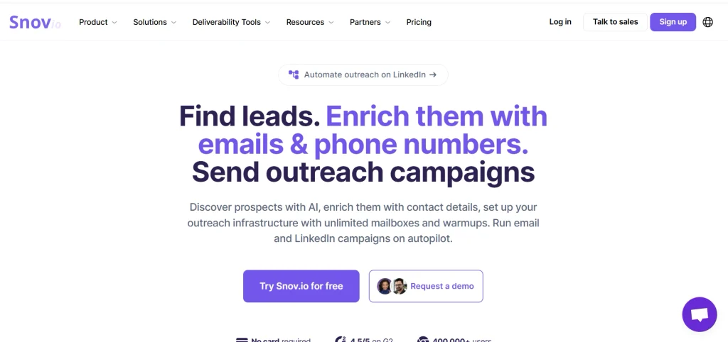 Home page of Snov
