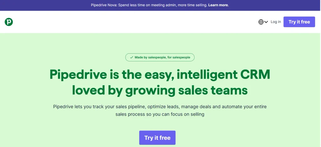 Home page of Pipedrive