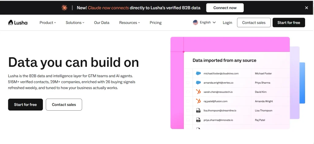 Home page of Lusha