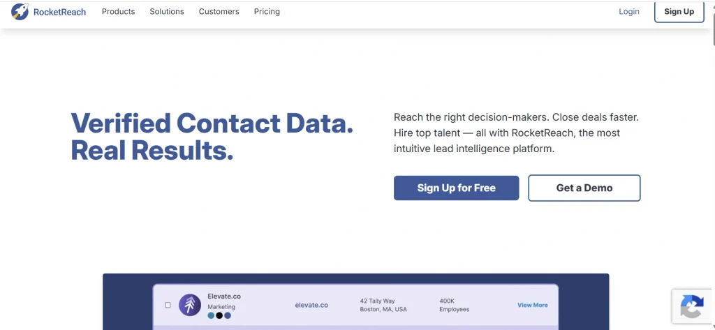 Home page of RocketReach