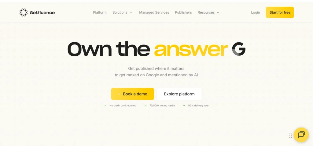 Home page of Getfluence